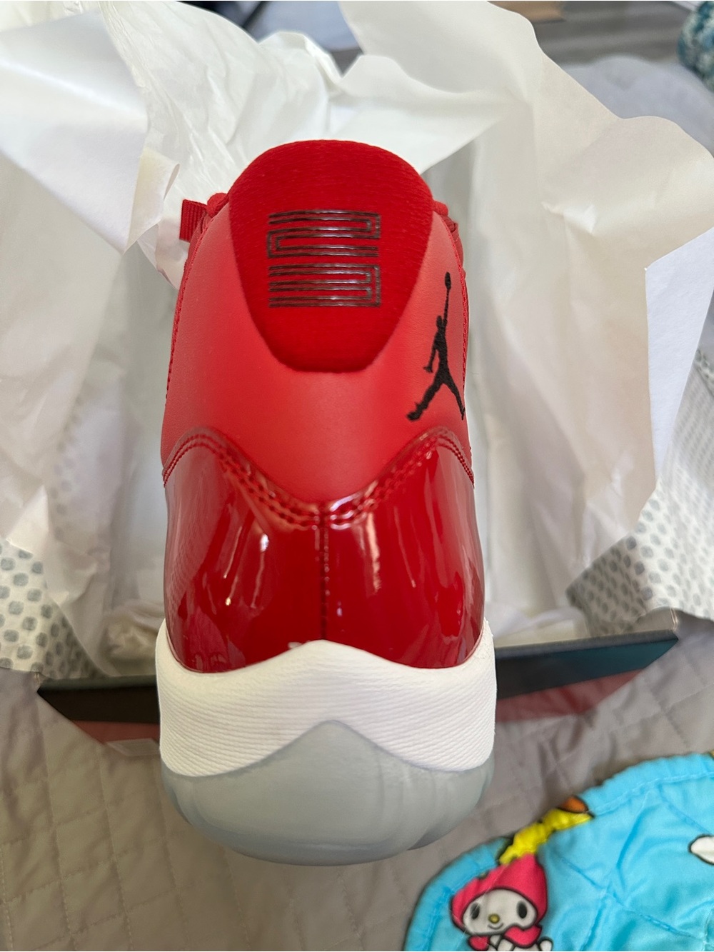 Air Jordan 11 Retro 'Win Like 96' Red Patent Leather Sneakers - Picture 9 of 11